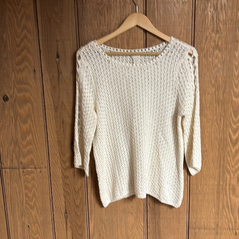 Chico’s size 1P beautiful loose knit lightweight cottagecore sweater top US M/8P